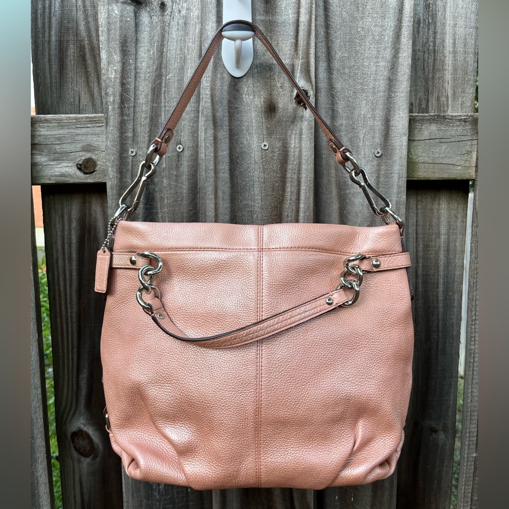 Coach Brooke Hobo Coral Pink Pebbled Leather - Picture 3 of 16